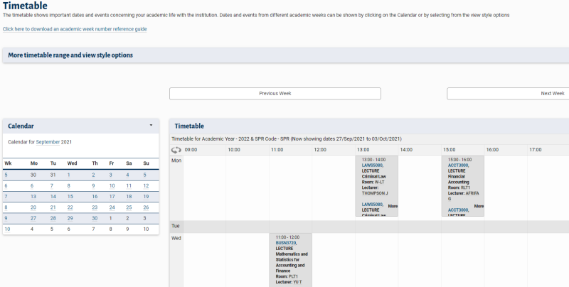 Timetable view