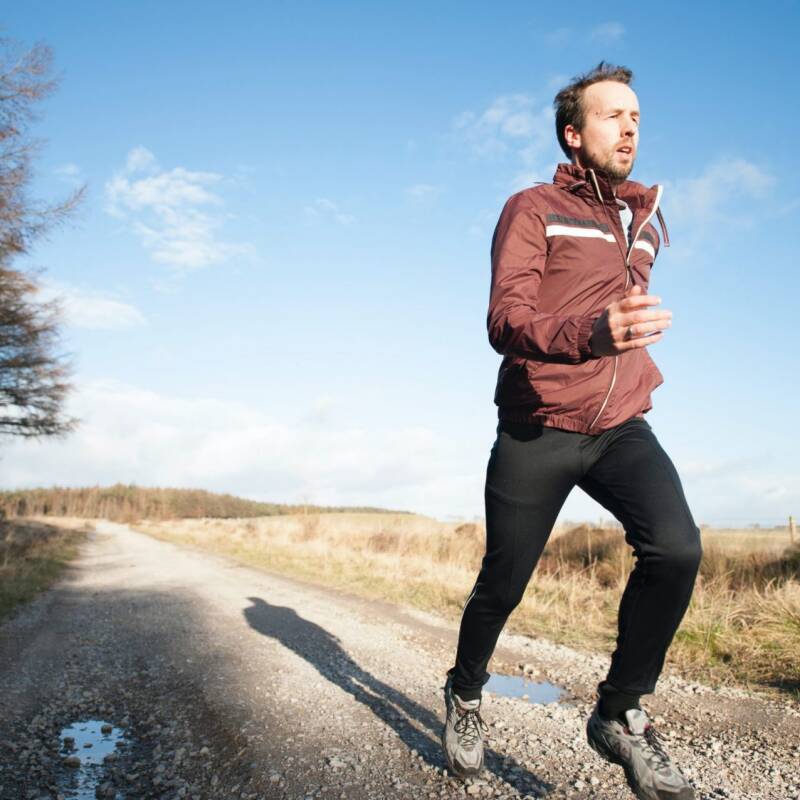 A man running outside