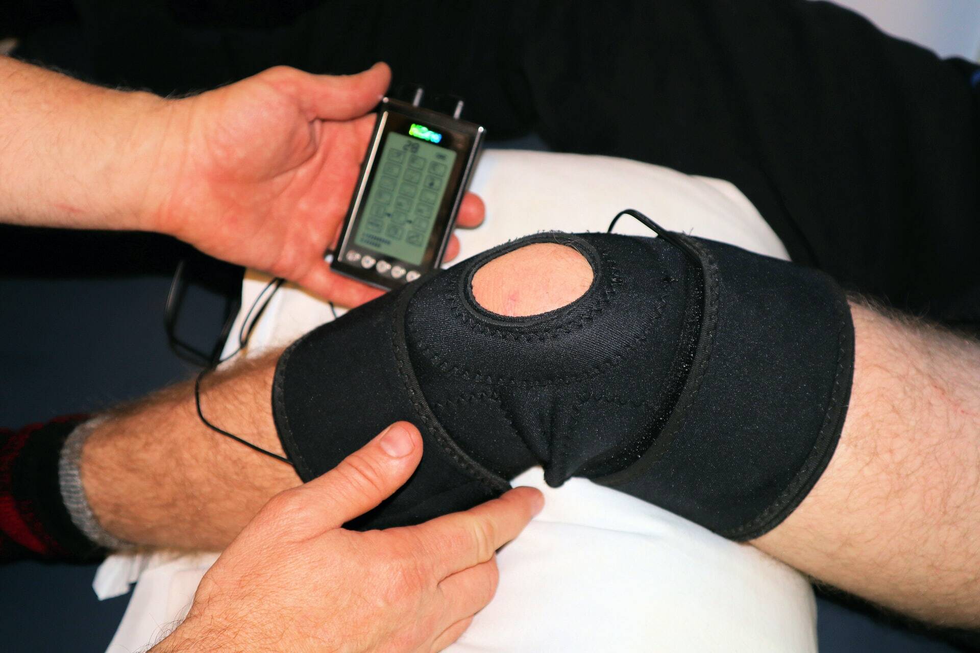 Equipment being used on a persons knee