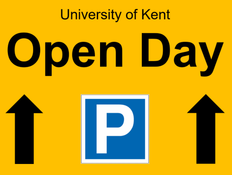 Image of University Open Day parking wayfinding sign