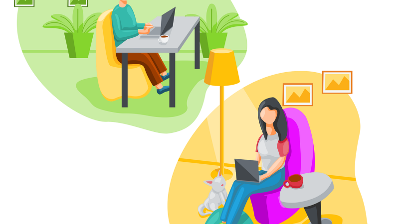 Illustration of people working from home
