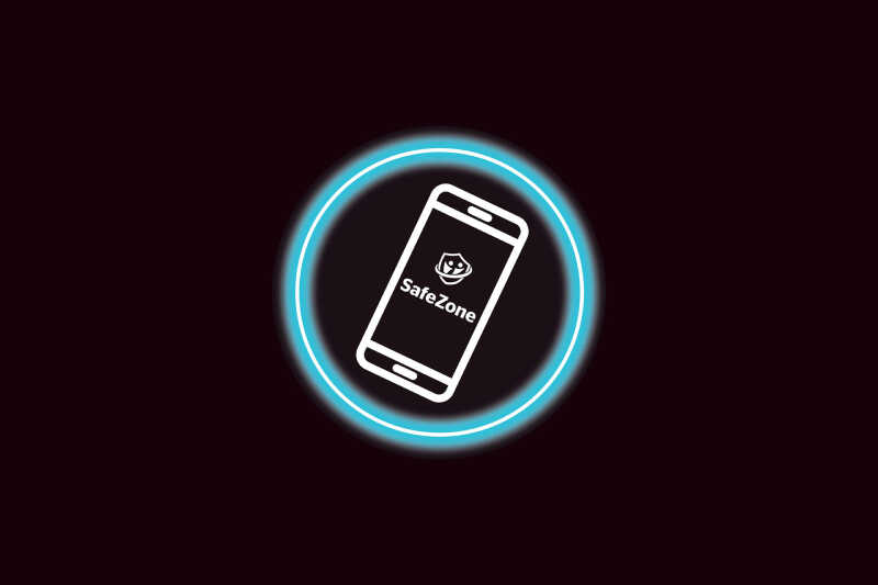 Safety icon of phone with SafeZone app