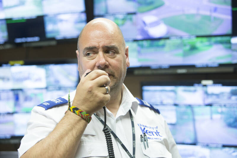 Security officer in control room