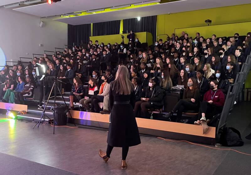School children in a University lecture theatre