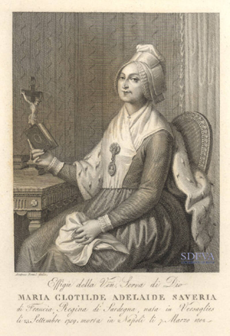 Effigie della Ven, Serva di Dio Maria Clotilde Adelaide Saveria di Franca, Regina di Sardegna, after Andrea Pozzi