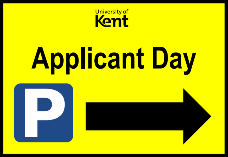 Image of University Applicant Day parking wayfinding sign