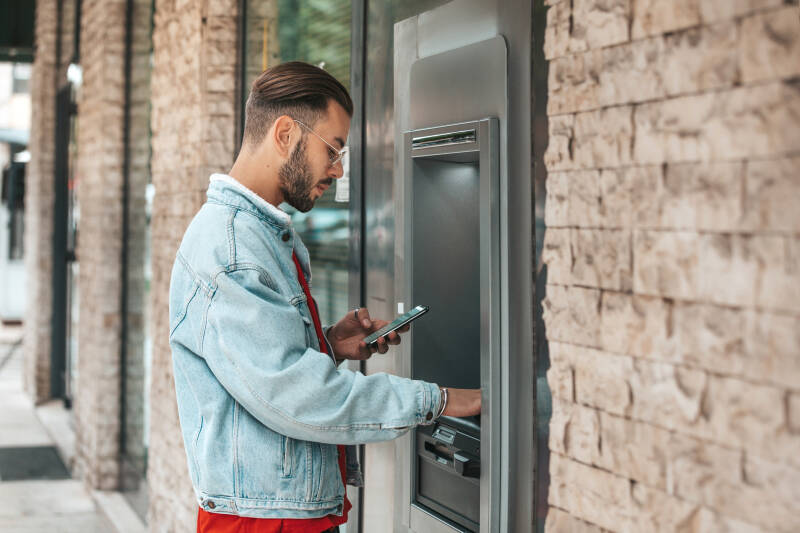 Person at cash machine