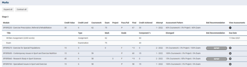 View final marks