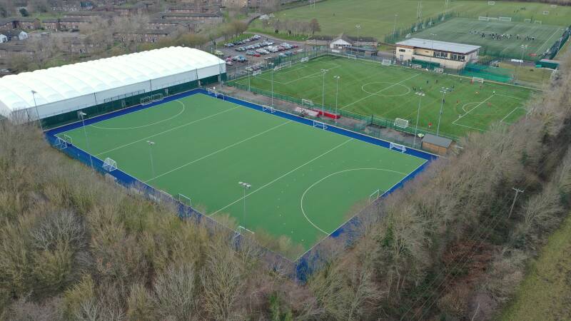 Aerial photo of three artificial pitches during the daytime