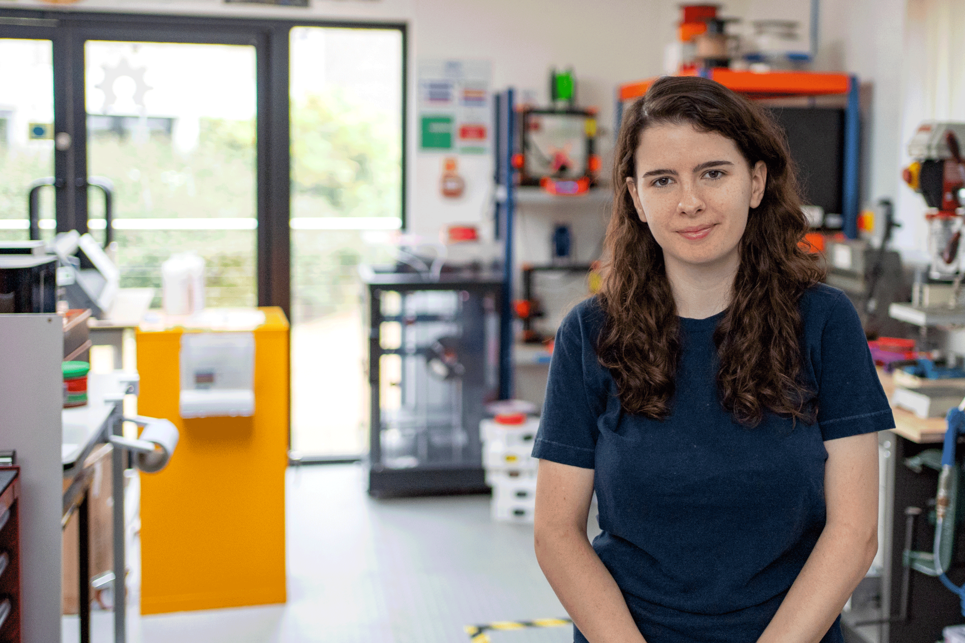 Student Rachel in The Shed workshop on campus