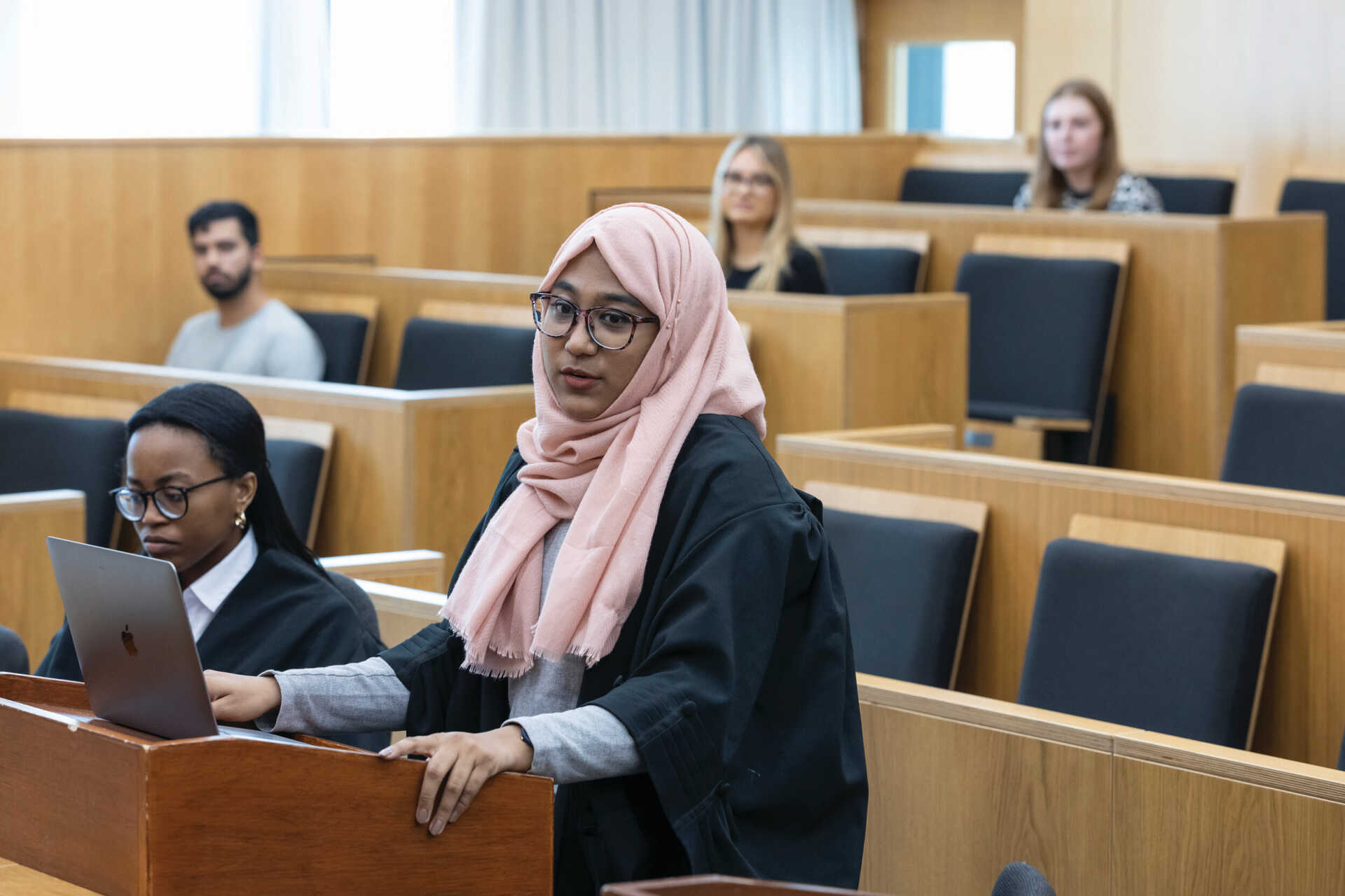 Students in the Kennedy Wong Moot Chamber