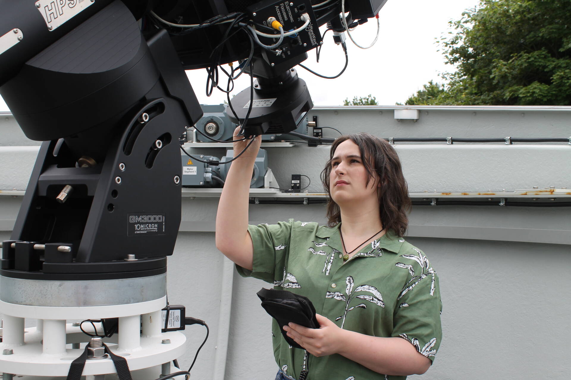 PhD student Carys working in the observatory