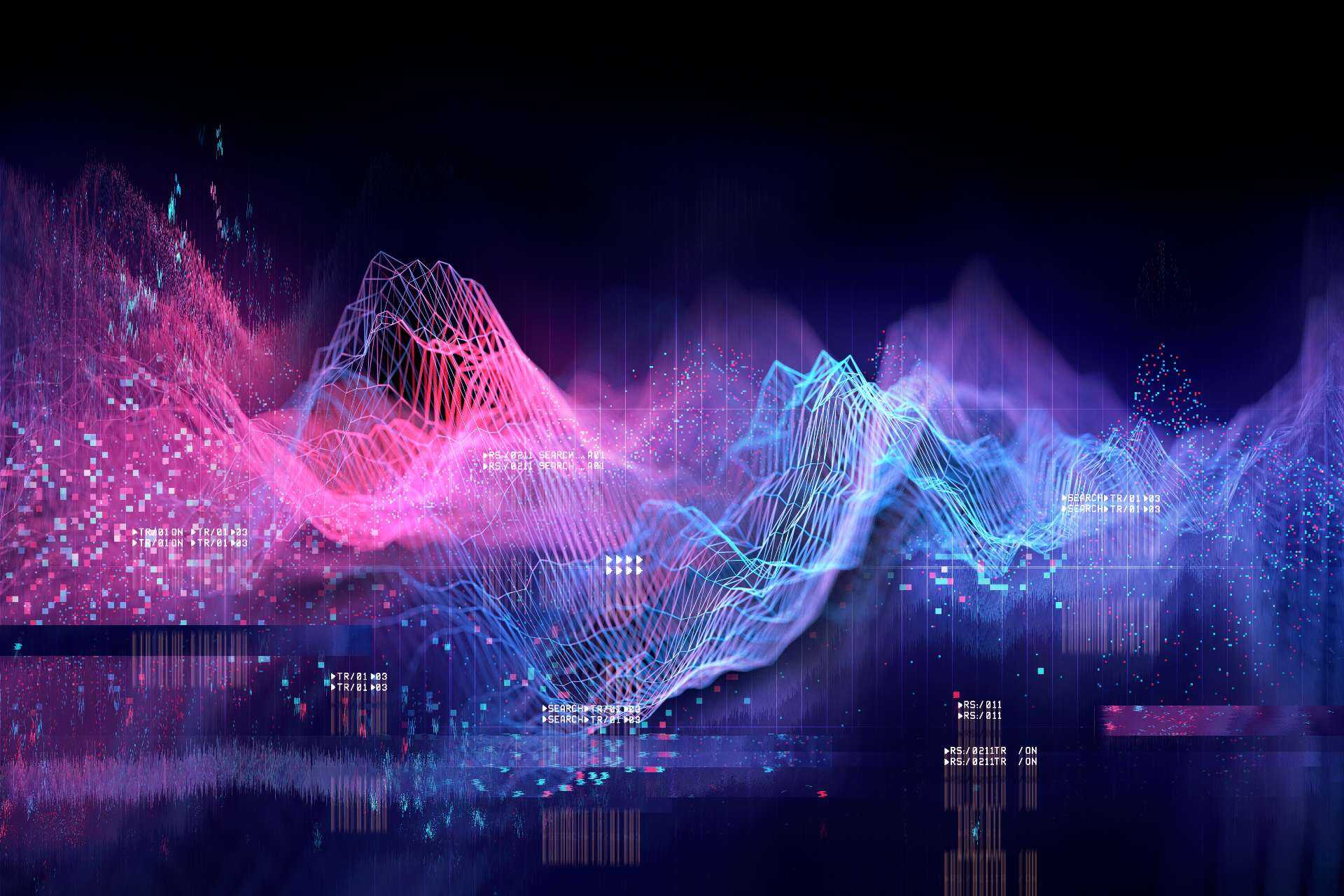 Technical futuristic graph in pink and blue