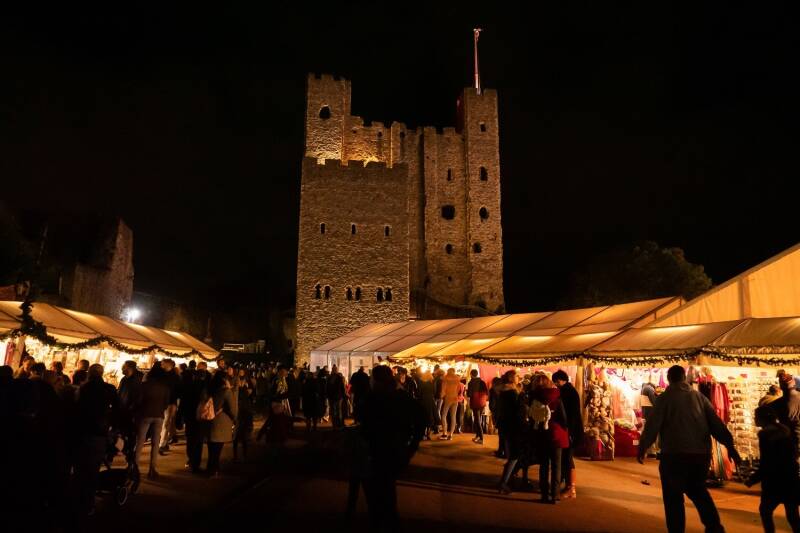 Christmas market by night in Rochester