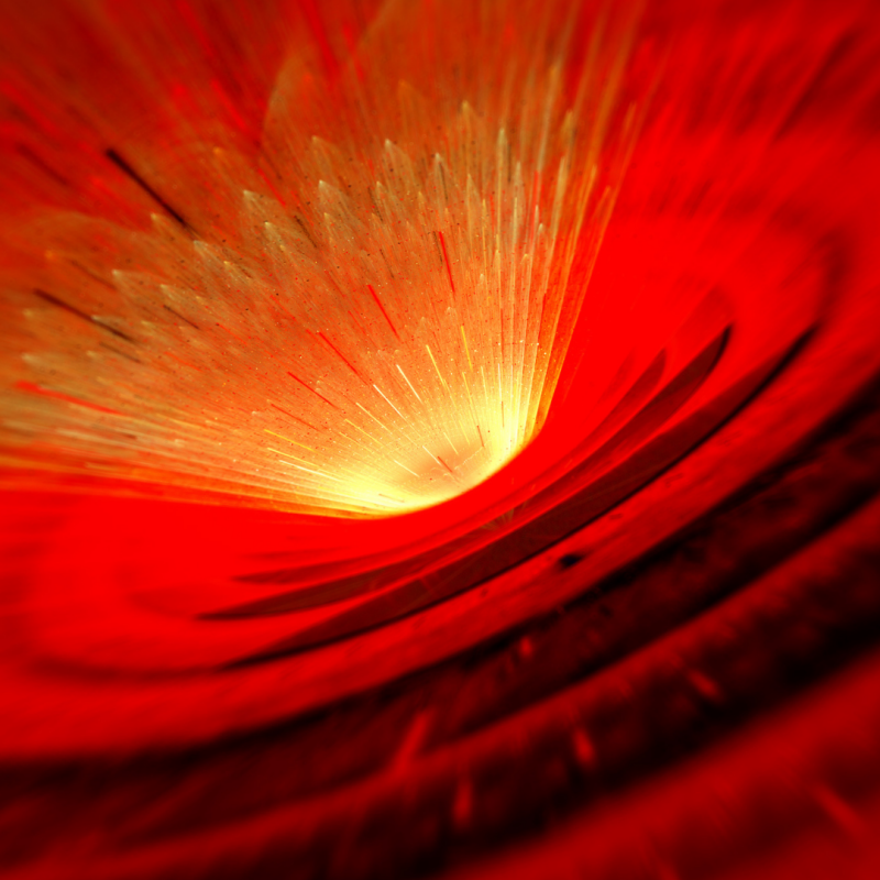 Red image of a supersonic impact