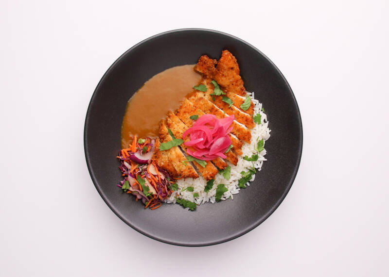 Kastu chicken curry in a bowl