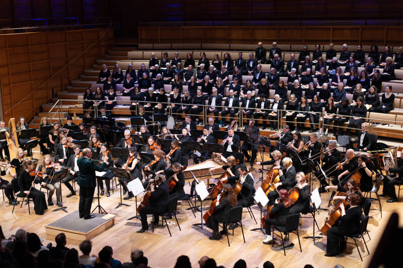Choir and orchestra in performance