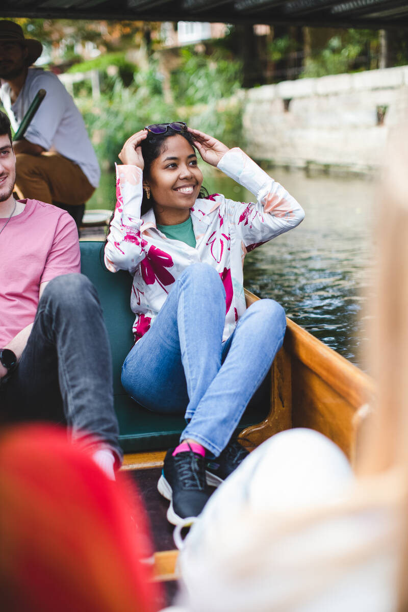 Girl on river boat in canterbury