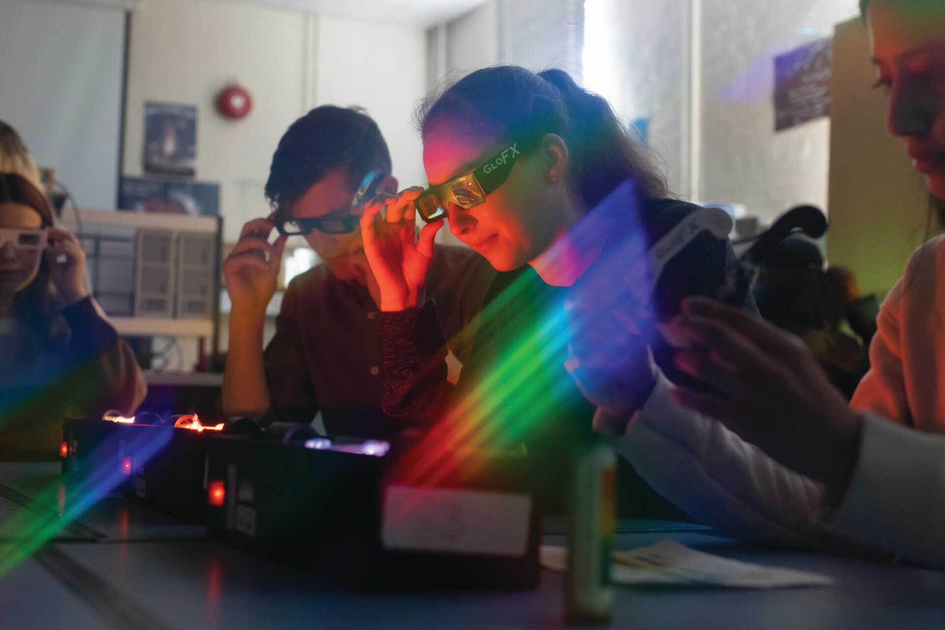 Students working in a Physics laboratory