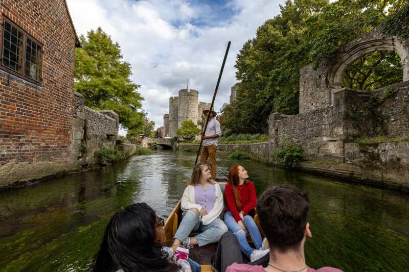 Students on a punt in Canterbury