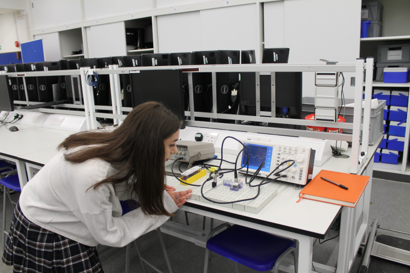 A student using a lab.