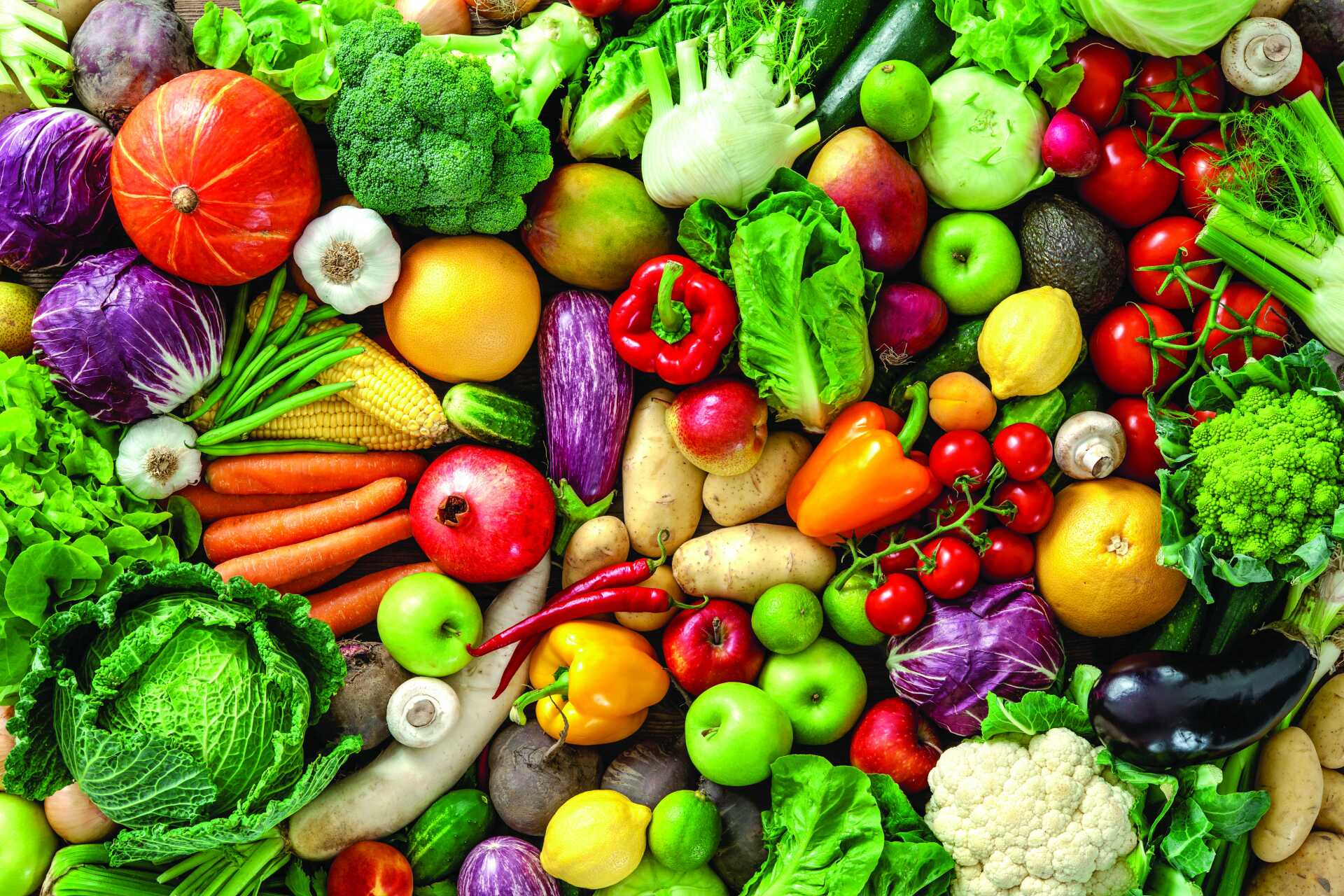 colourful display of vegetables