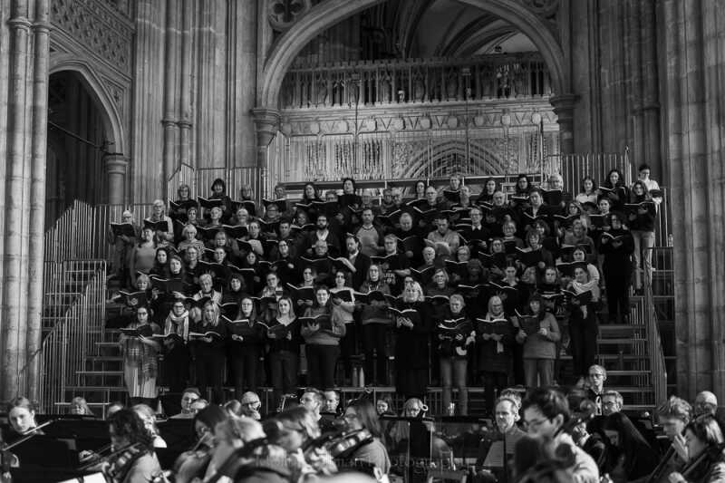 Chorus and Orchestra rehearsing in the Nave of Canterbury Cathedral