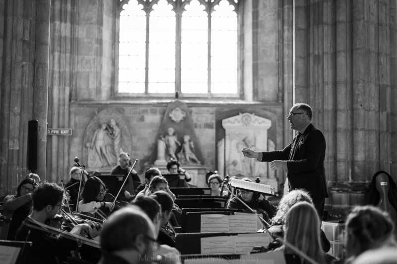 Chorus and Orchestra rehearsing in the Nave of Canterbury Cathedral