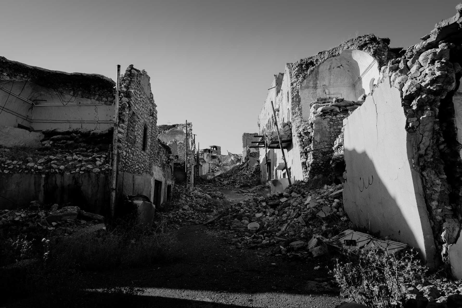 Ruined side-street in Shingal (Sinjar) following war with the Islamic State.
