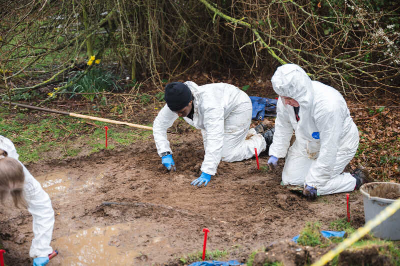 Students dig on the Forensic Osteology Two Day Excavation