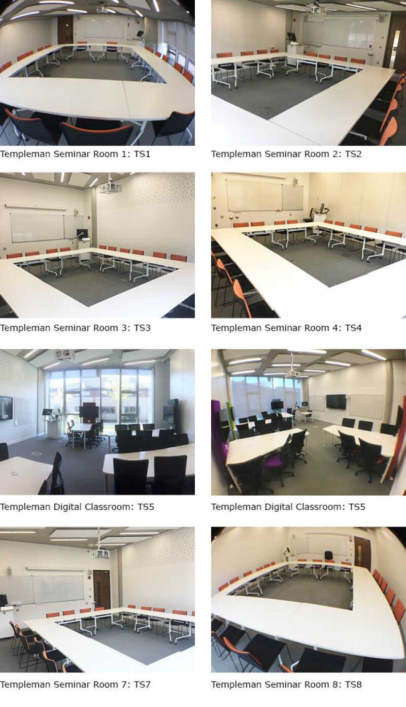 Images of Templeman Library seminar rooms and digital classrooms