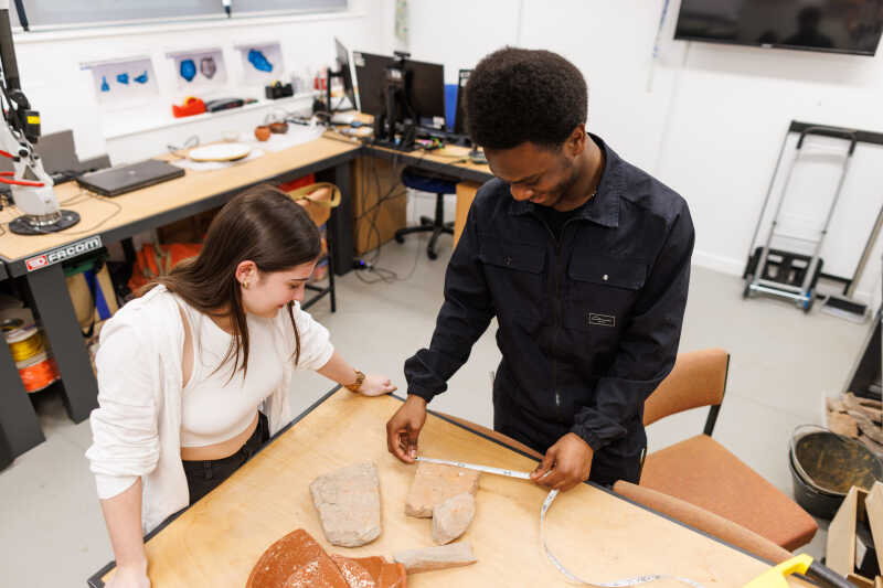 Students in the archaeology lab.