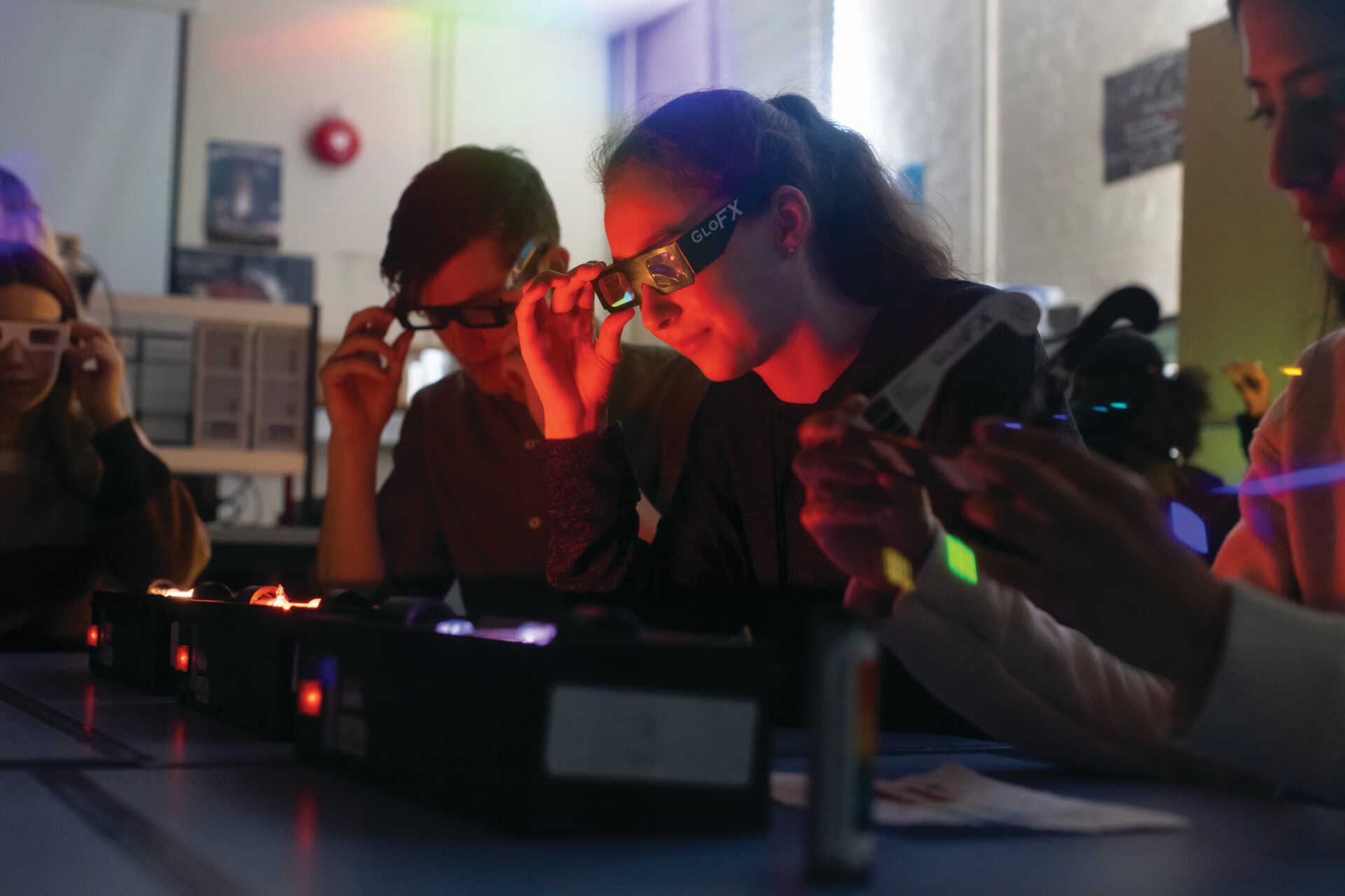 Students working in the Physics lab