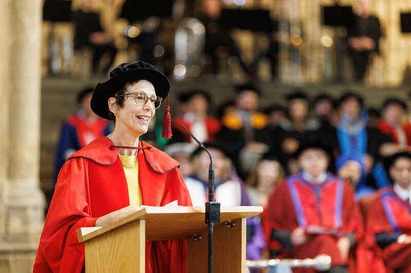 Professor Christine Orengo giving a speech to students