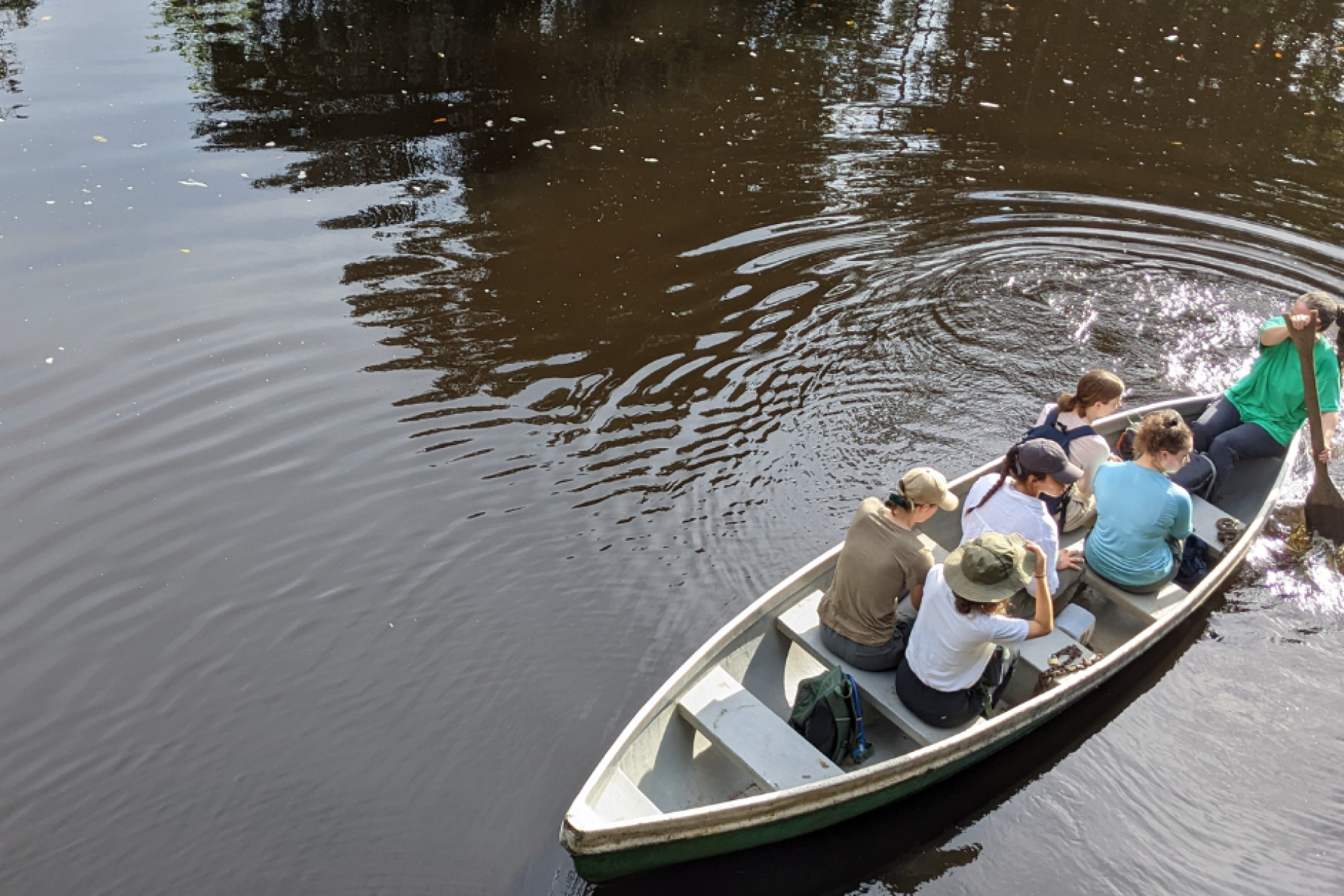 Kent students in a boat
