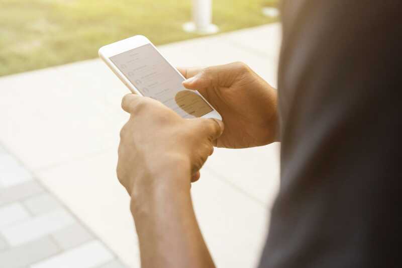 Student on phone device