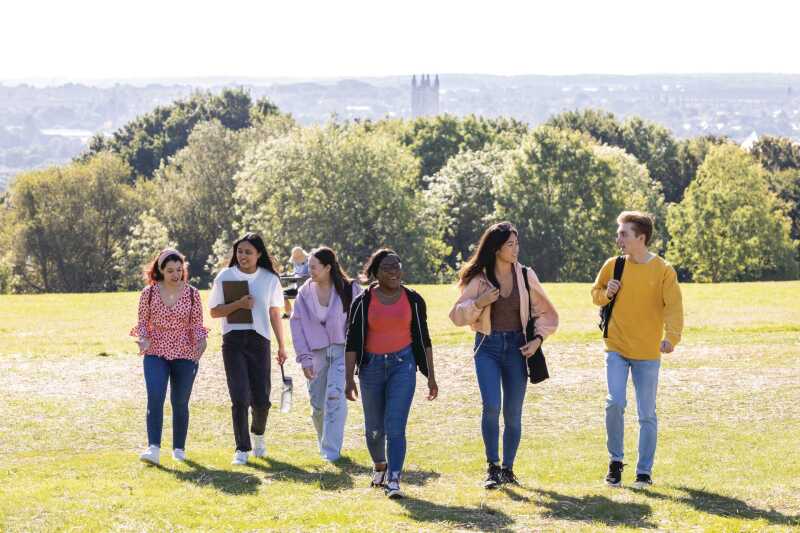 Students walking on Canterbury campus