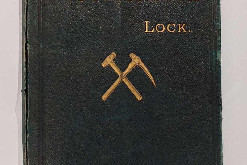 Cover of a book with the title The Miner's Pocket Book, Locke, in gold lettering