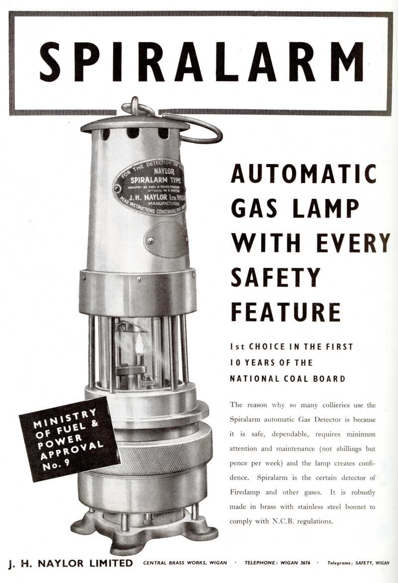 An advertisement featuring a black and white photograph of a gas lamp alongside text