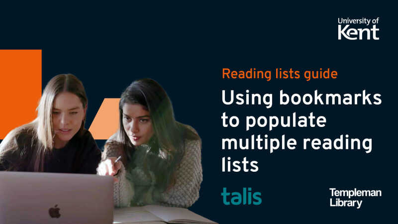 Using bookmarks to populate multiple reading lists - video screen