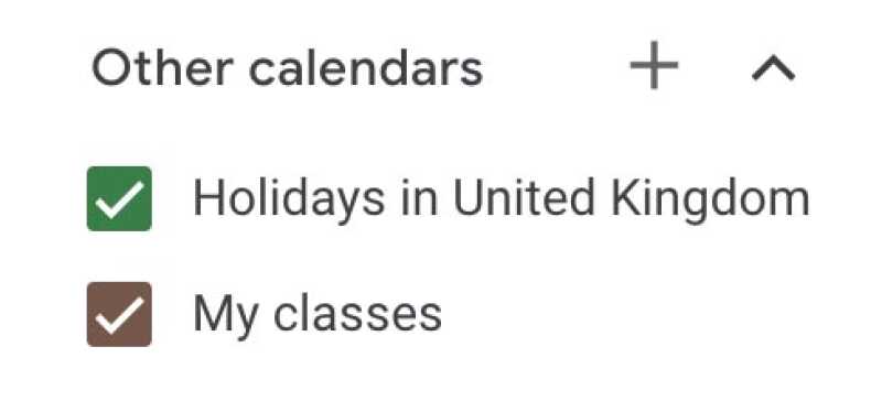 My classes calendar added to Google Calendar