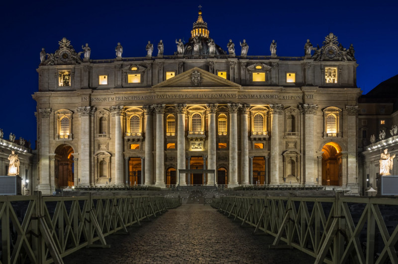 Vatican lit up at night