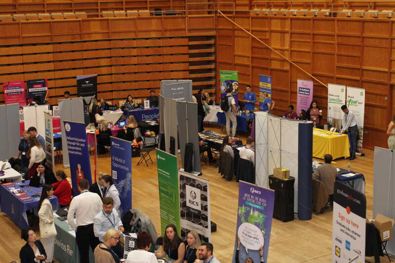 Colyer-Fergusson Hall set up for a careers fair