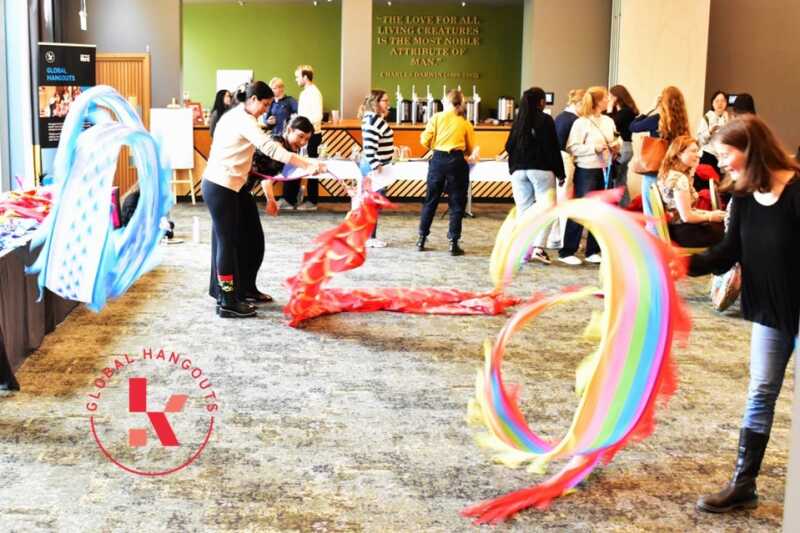 Students with Chinese ribbons