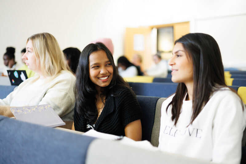 Students in a lecture theatre.