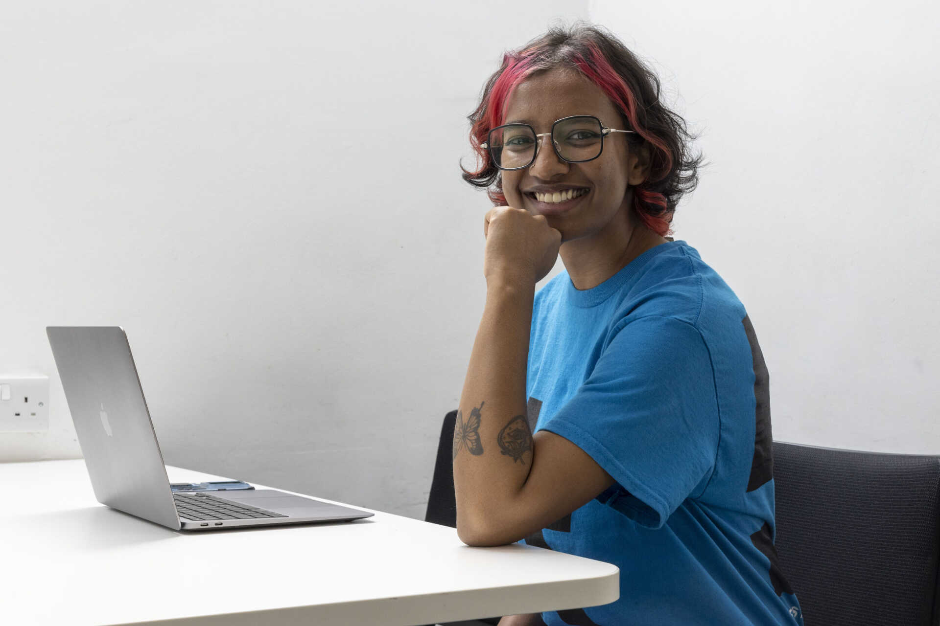Student smiling in class
