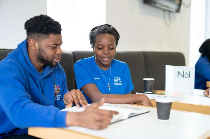 Two students studying together.