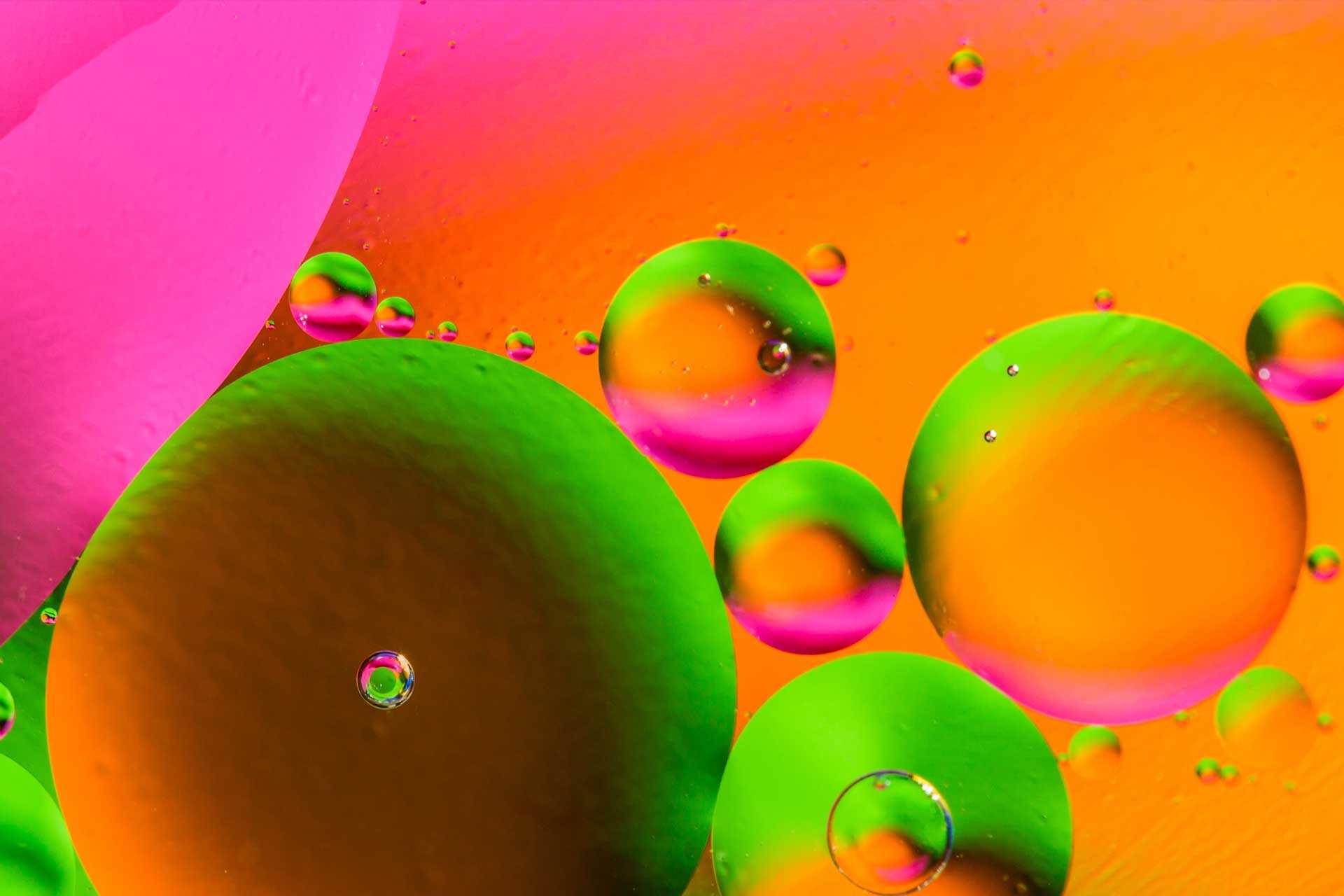 brightly coloured bubbles