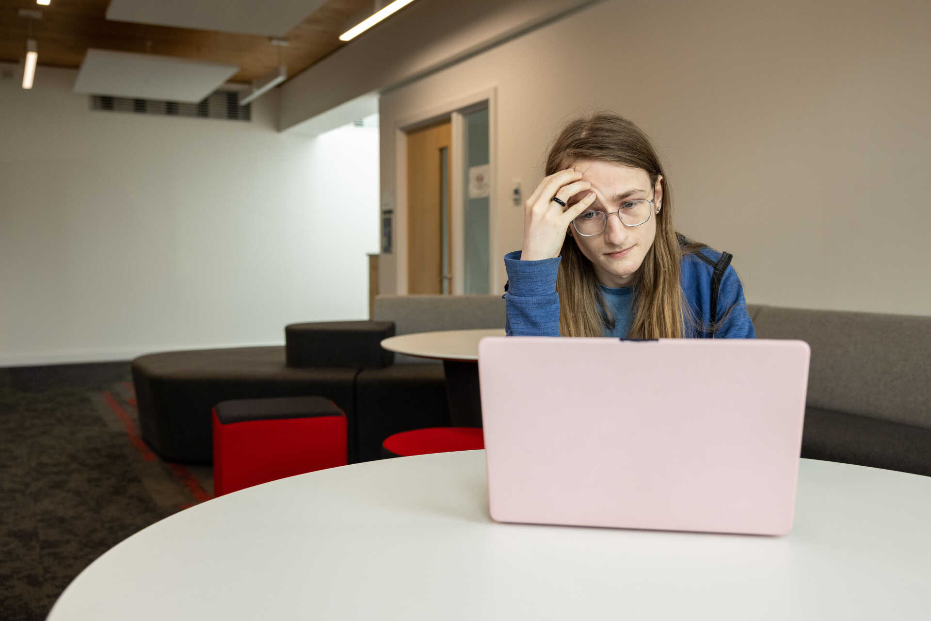 Person working on a laptop.