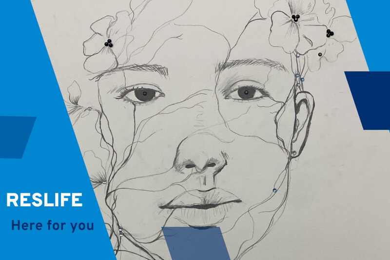 Image shows a drawing of a face